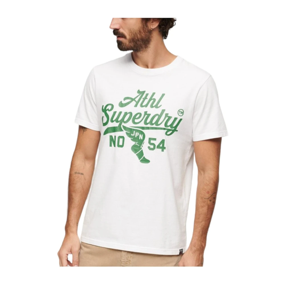 Superdry Wit Track&Field T-shirt met groene print White Heren