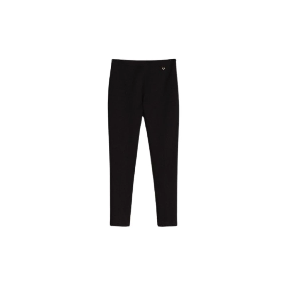 Twinset Geribbelde Leggings met Zijrits Black Dames