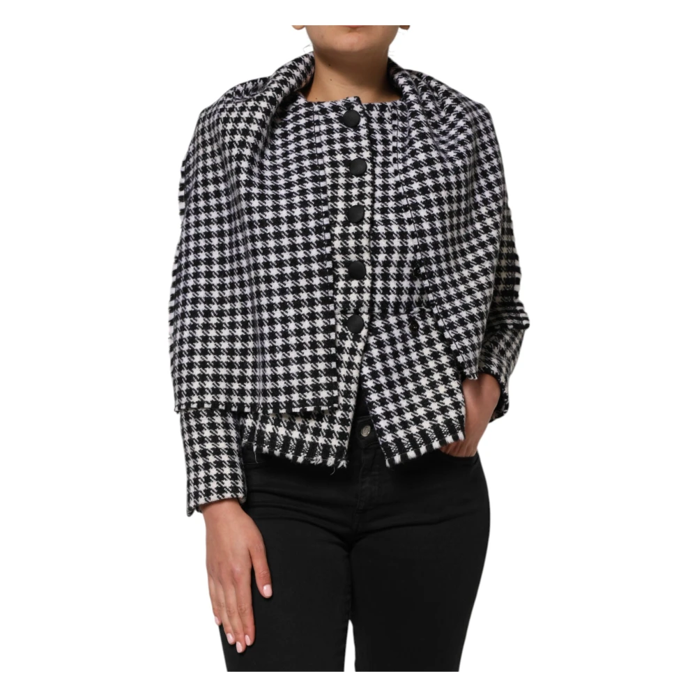 Dolce & Gabbana Women's Black Monochrome Wool Cape Jacket
