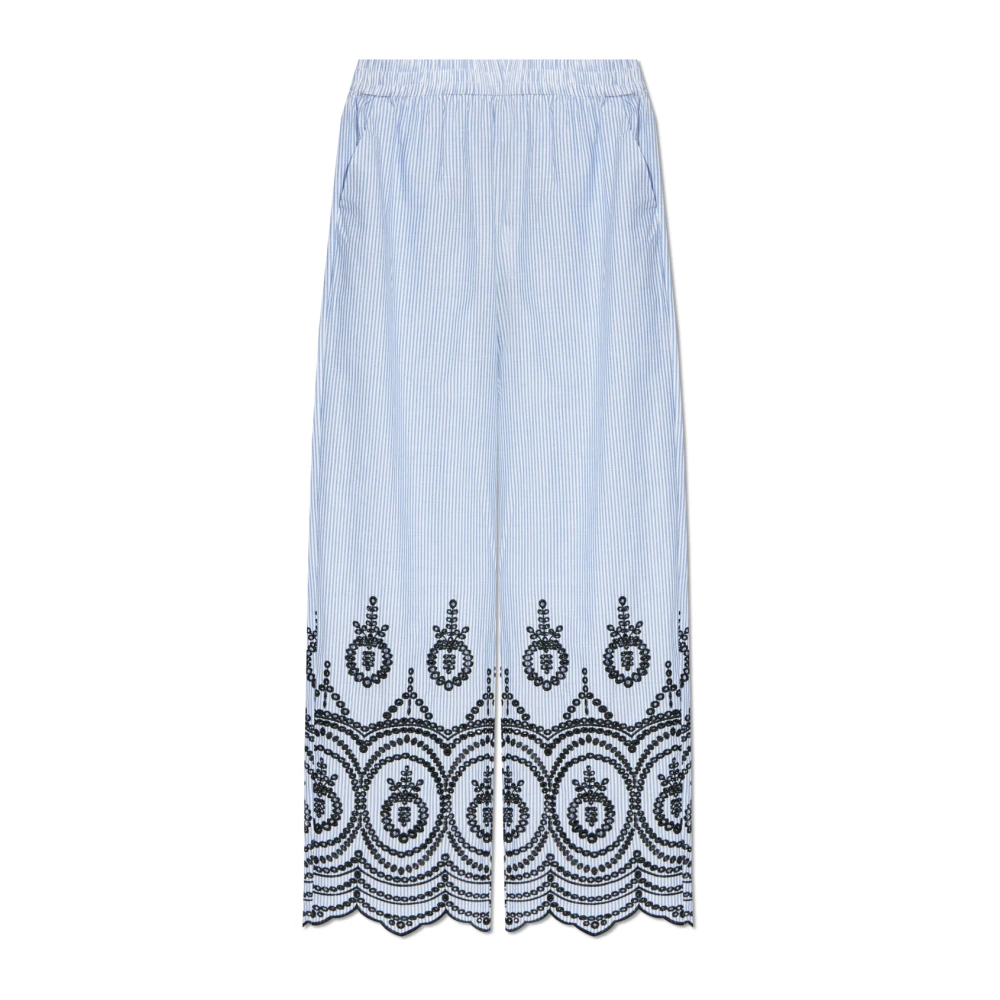 Munthe Geborduurde Krijtstreep Broek Blue Dames