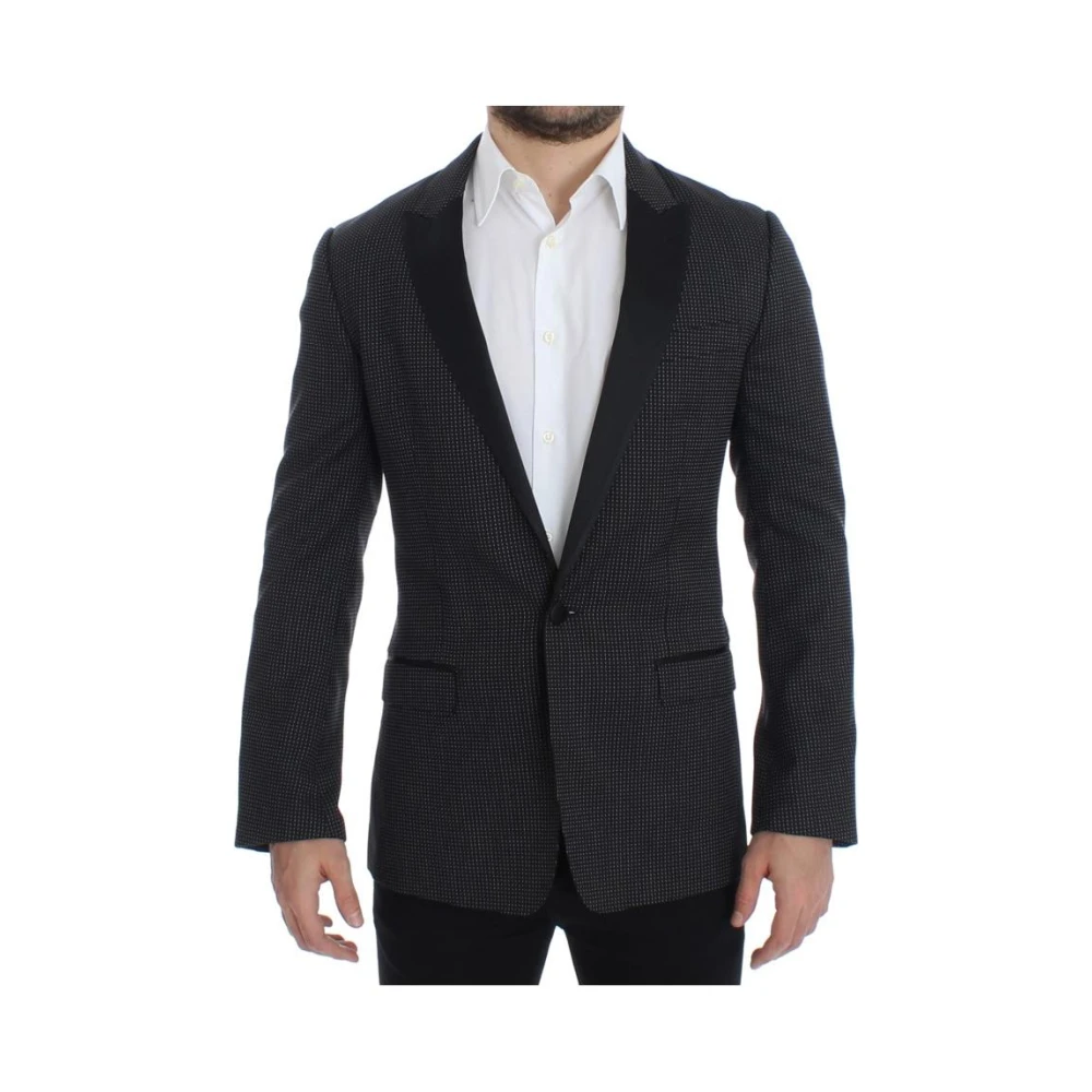 Dolce & Gabbana Men's Black Blazers, Xs, Polka Dot Slim Fit Blazer
