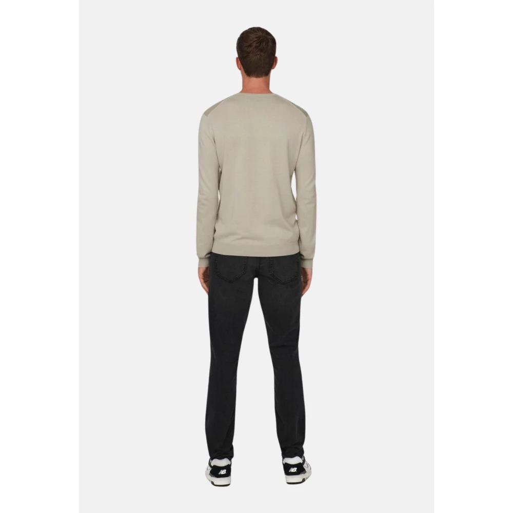 Only & Sons Stijlvolle Gebreide Trui Gray Heren