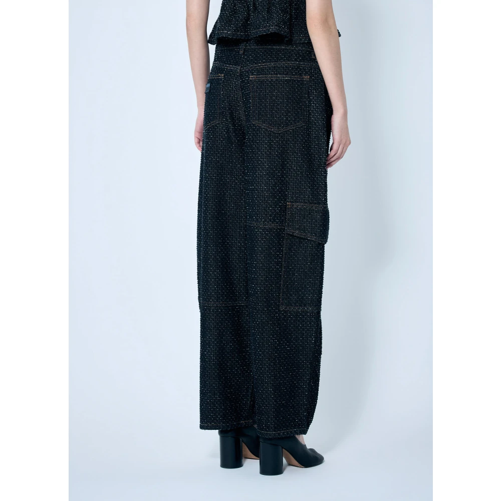 Ganni Fluffy Denim Carpenter Jeans Black Dames