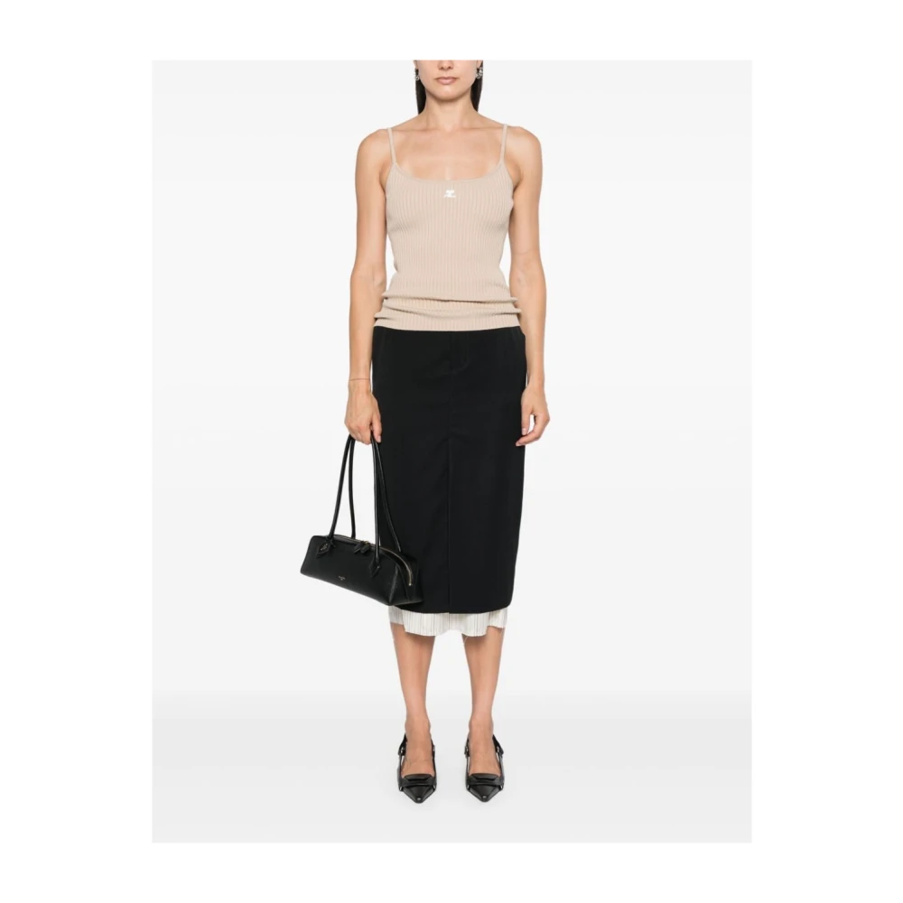 Courrèges Ribgebreide Spaghettitop Beige Dames