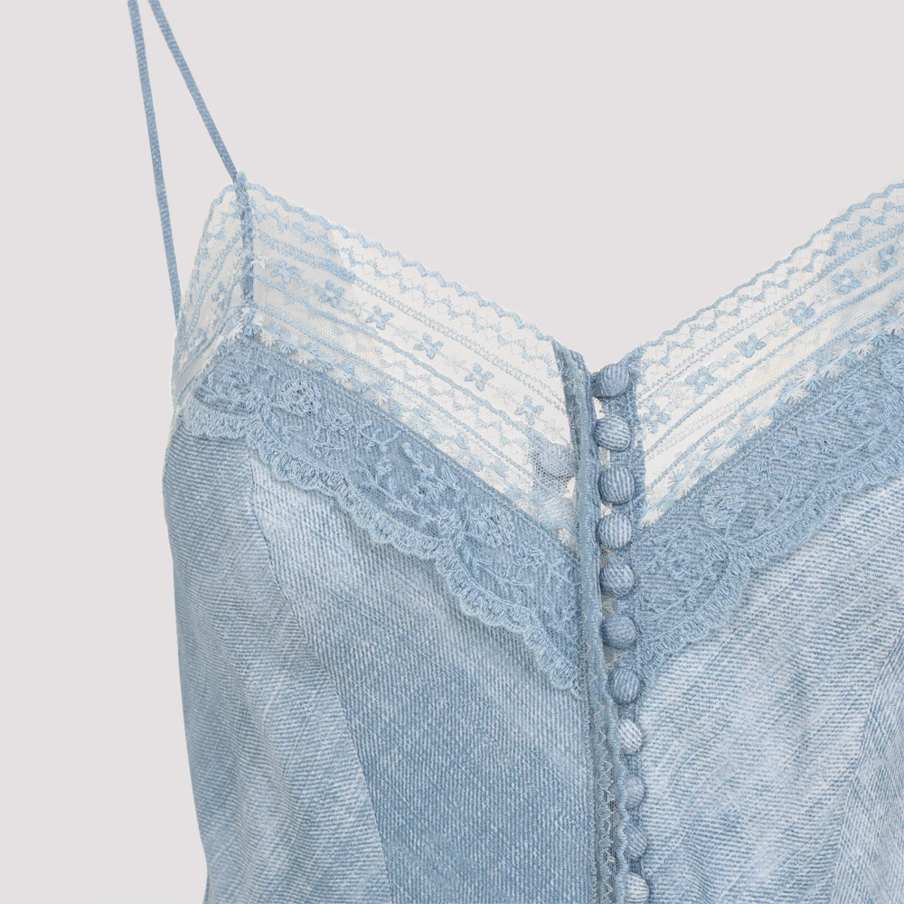 Ermanno Scervino Jeans Top met Stempelprint Blue Dames
