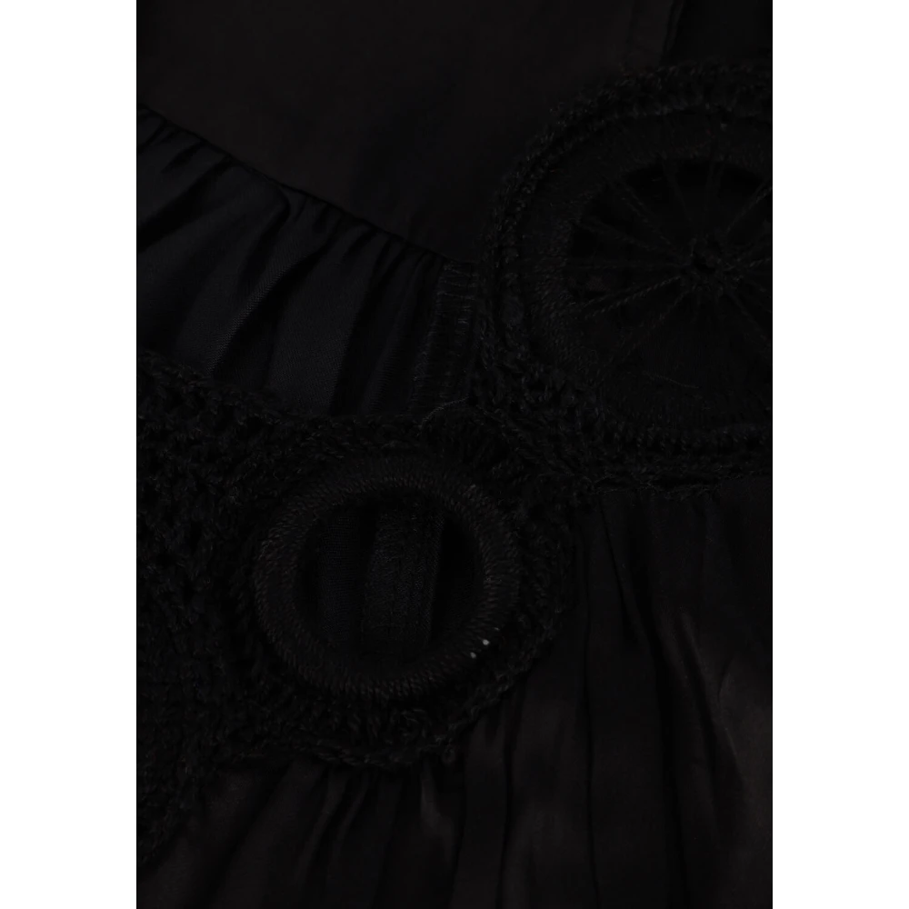 Summum Woman Elegante Zwarte Satijnen Midi Jurk Black Dames