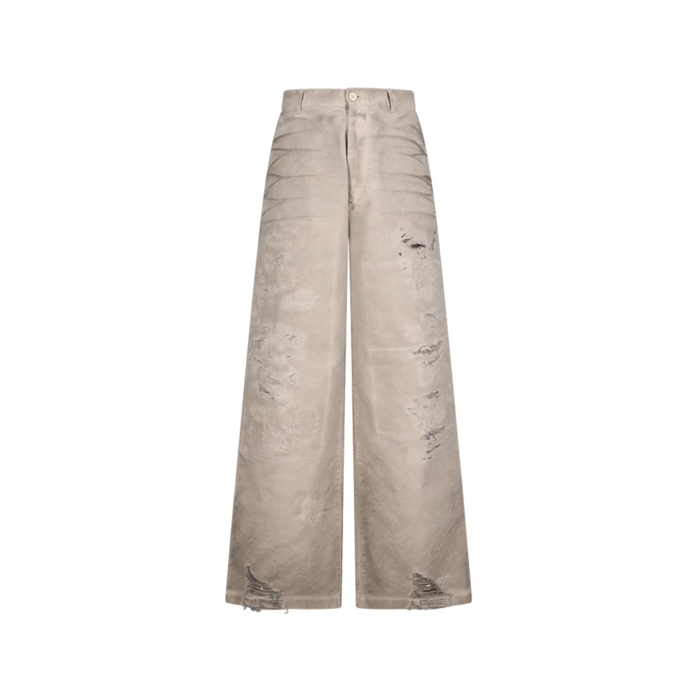 Acne Studios Men's Beige Wide Jeans, L, Ded Trousers