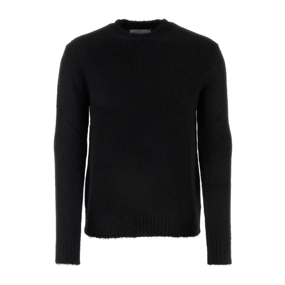 Jil Sander Men's Black Round-Neck Knitwear,, Alpaca Blend Jumper Medium