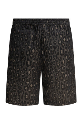 leopard-print-elastic-waist-shorts