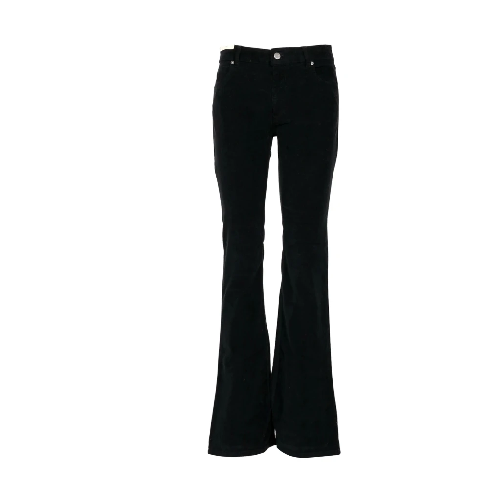 PT Torino Zwarte Fluweel Flare Jeans Black Dames