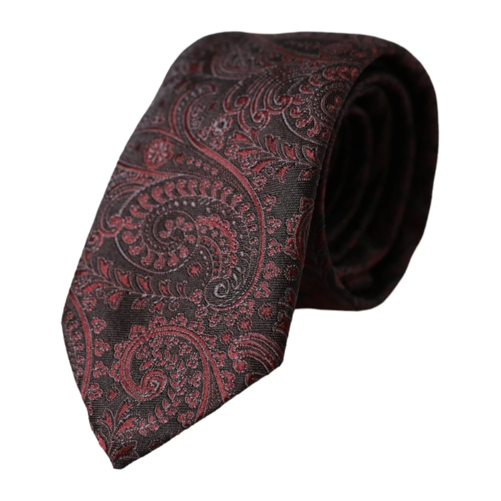 Dolce & Gabbana Men's Burgundy/Bordeaux Silk Tie With Pattern