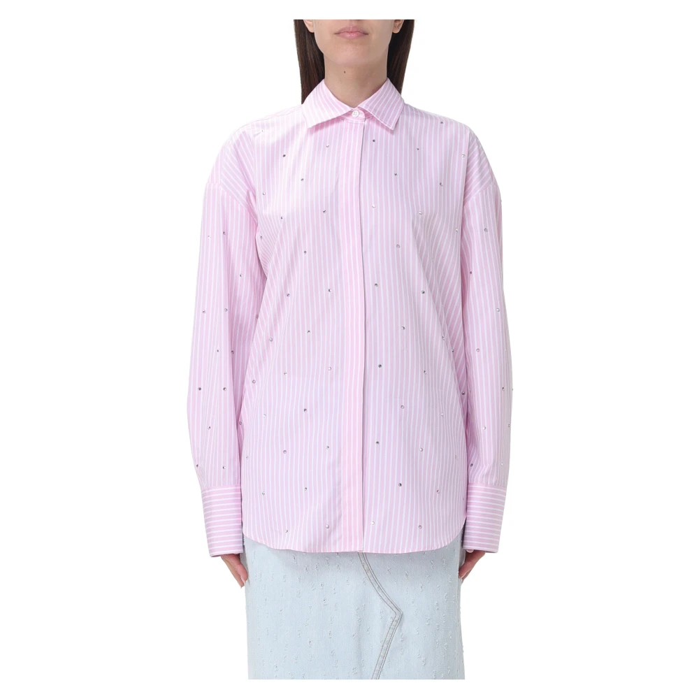 Msgm Katoenen Overhemd met Klassieke Kraag Pink Dames