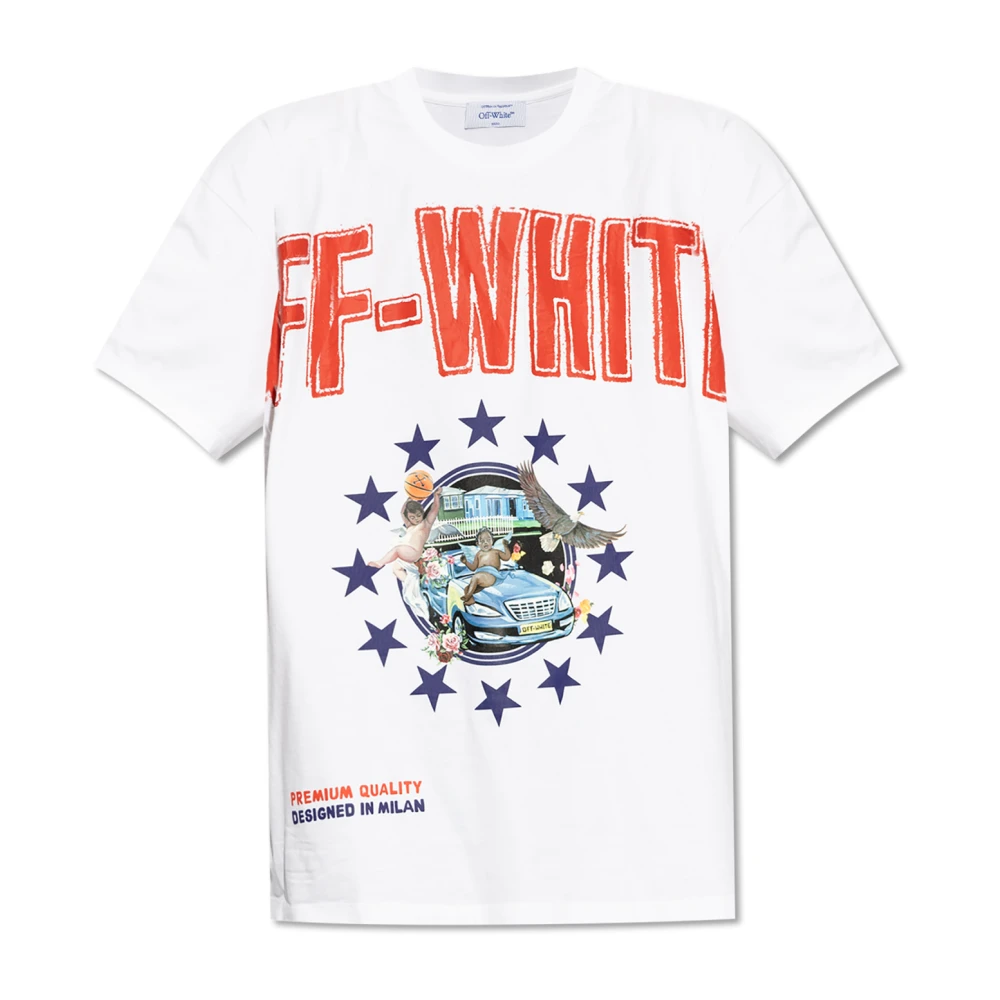 Off White T-shirt med tryck White, Herr