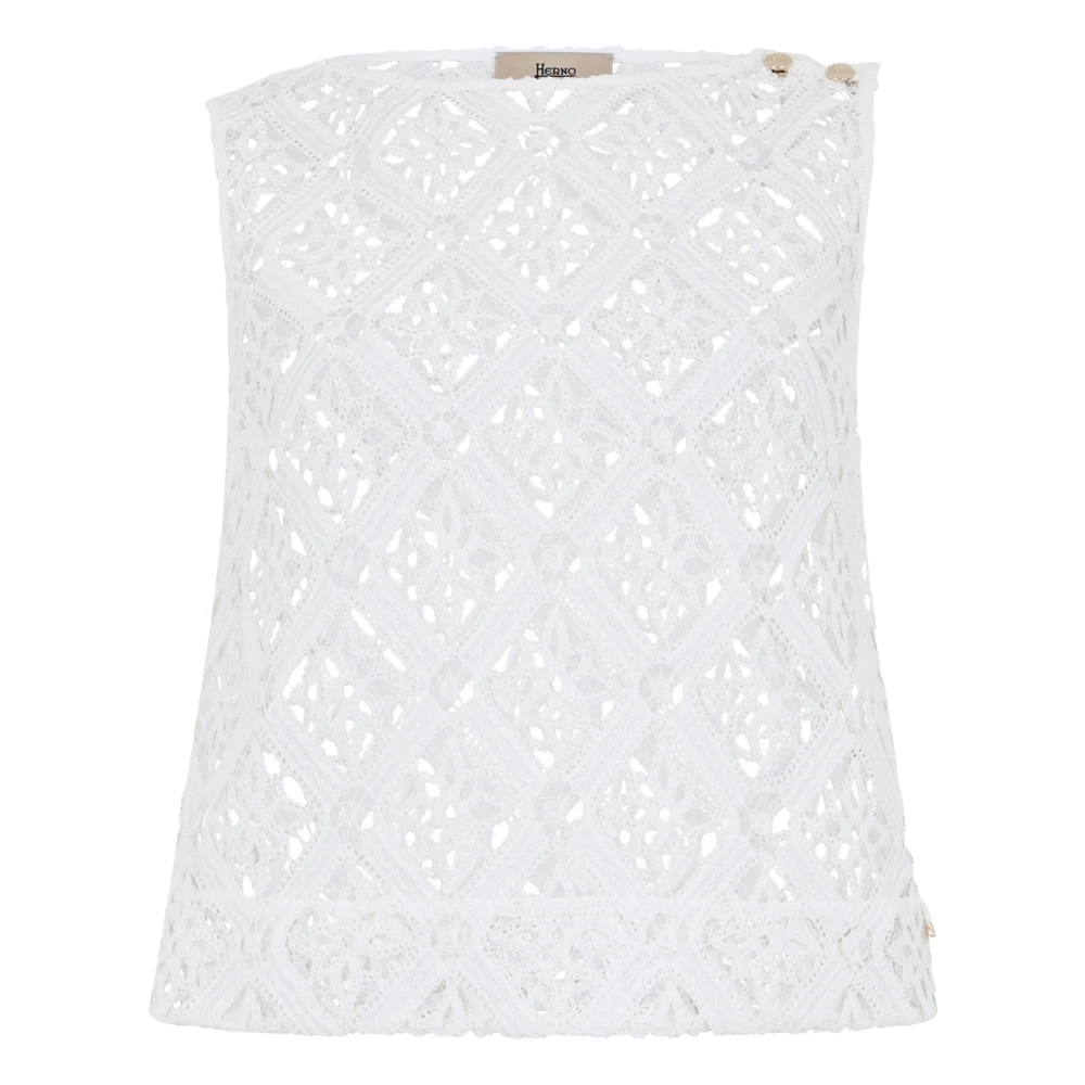 Herno Women's White Blouses, Xs, Lace Top