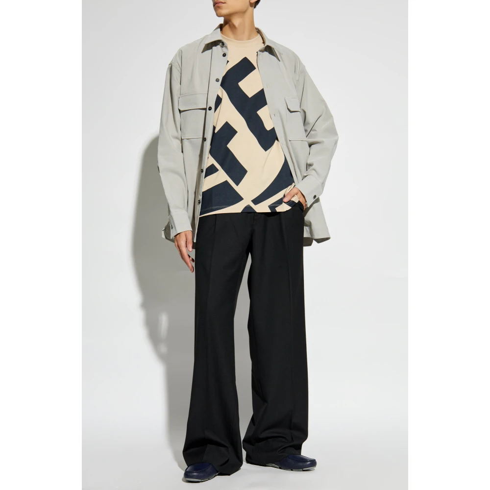 Salvatore Ferragamo T-shirt met logo Beige Heren