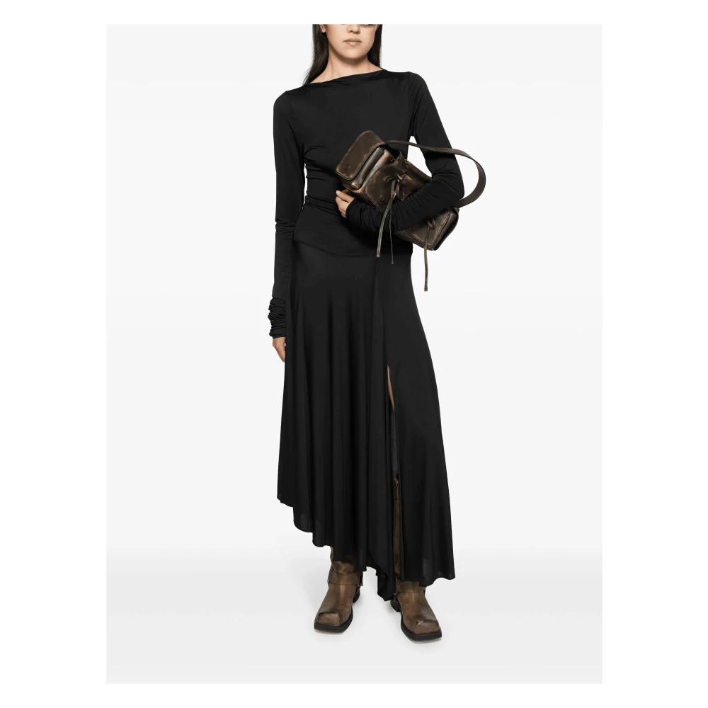 Acne Studios Zwarte Lange Mouw Uitlopende Jurk Black Dames