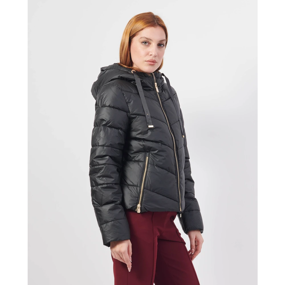 YES ZEE Zwarte Gewatteerde Hoodie Black Dames