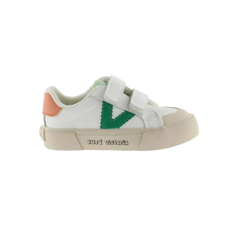 Victoria Boys White Kids Sneakers, 24 Eu, Green Trainers With 'V' Detail