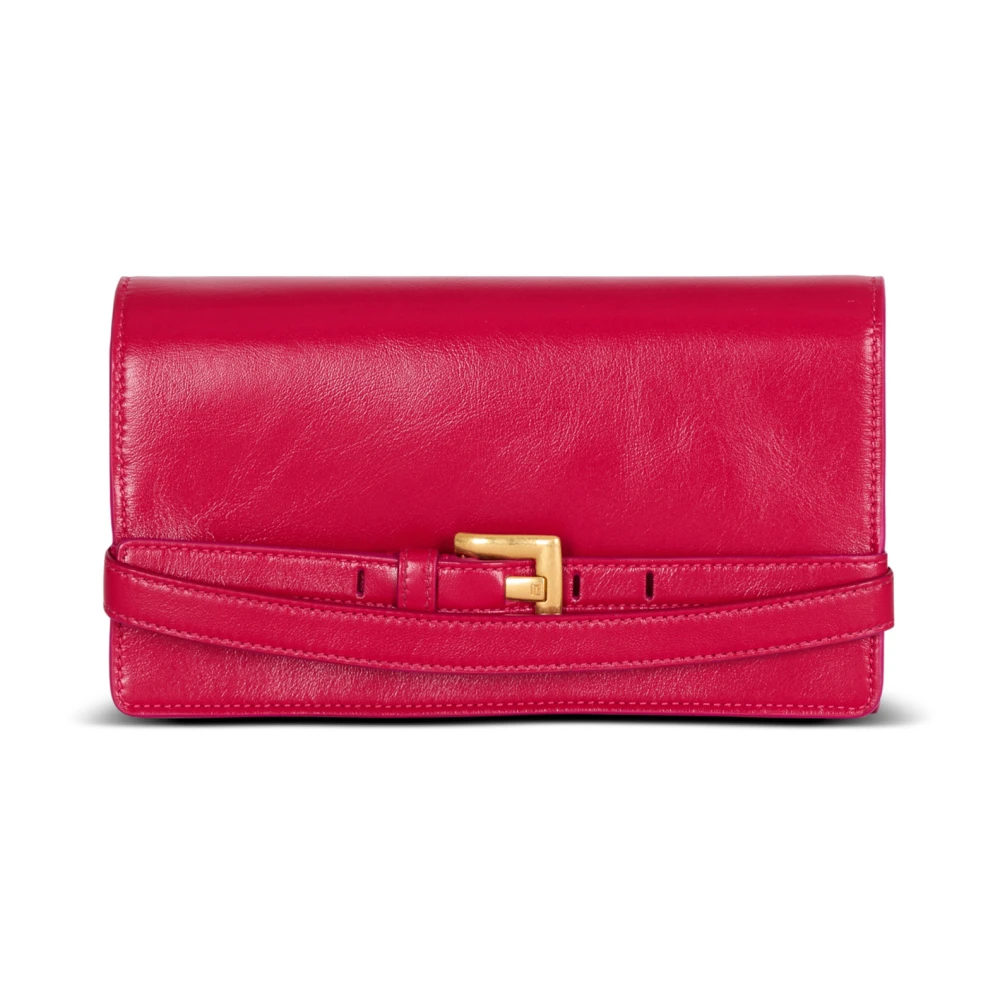 Balmain Pink Shuffle Calfskin Wallet With Chain - Female - Shoulder Bags - One Size - Bags