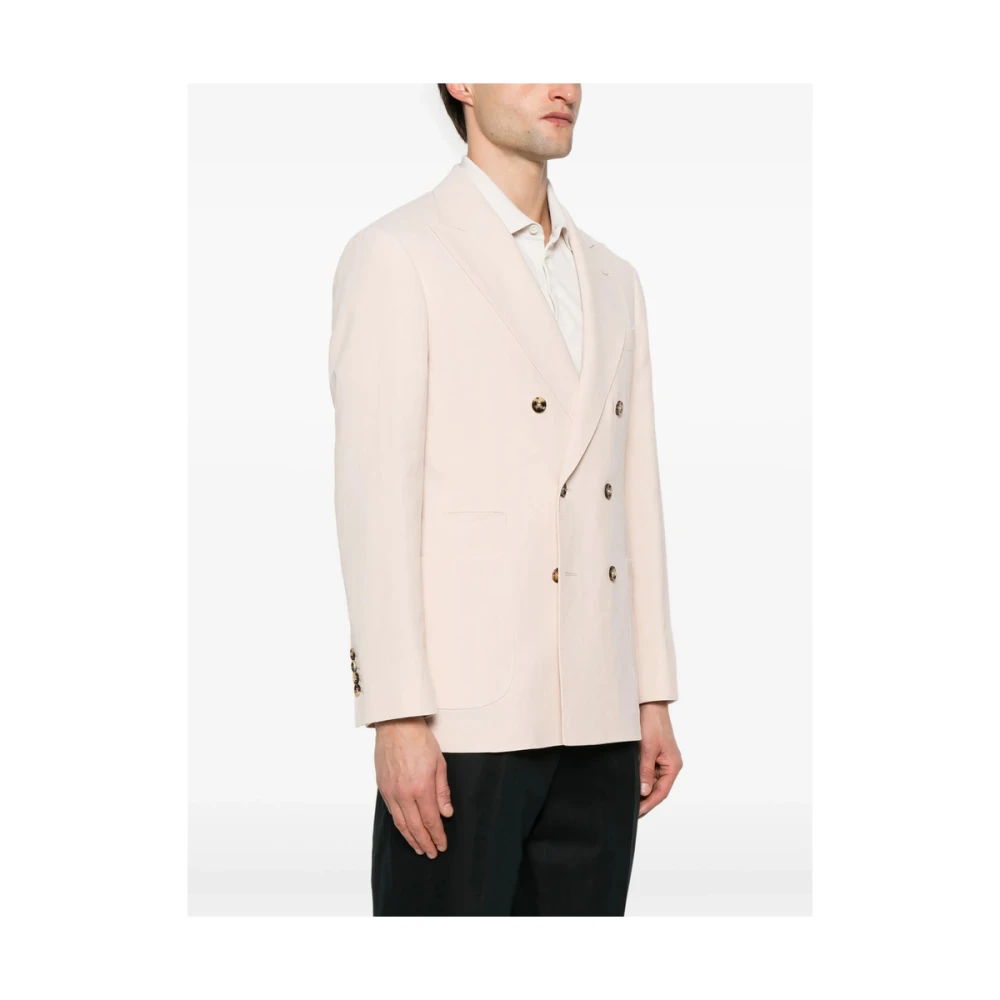 BRUNELLO CUCINELLI Lichtroze double-breasted jas met achterventilatie Pink Heren