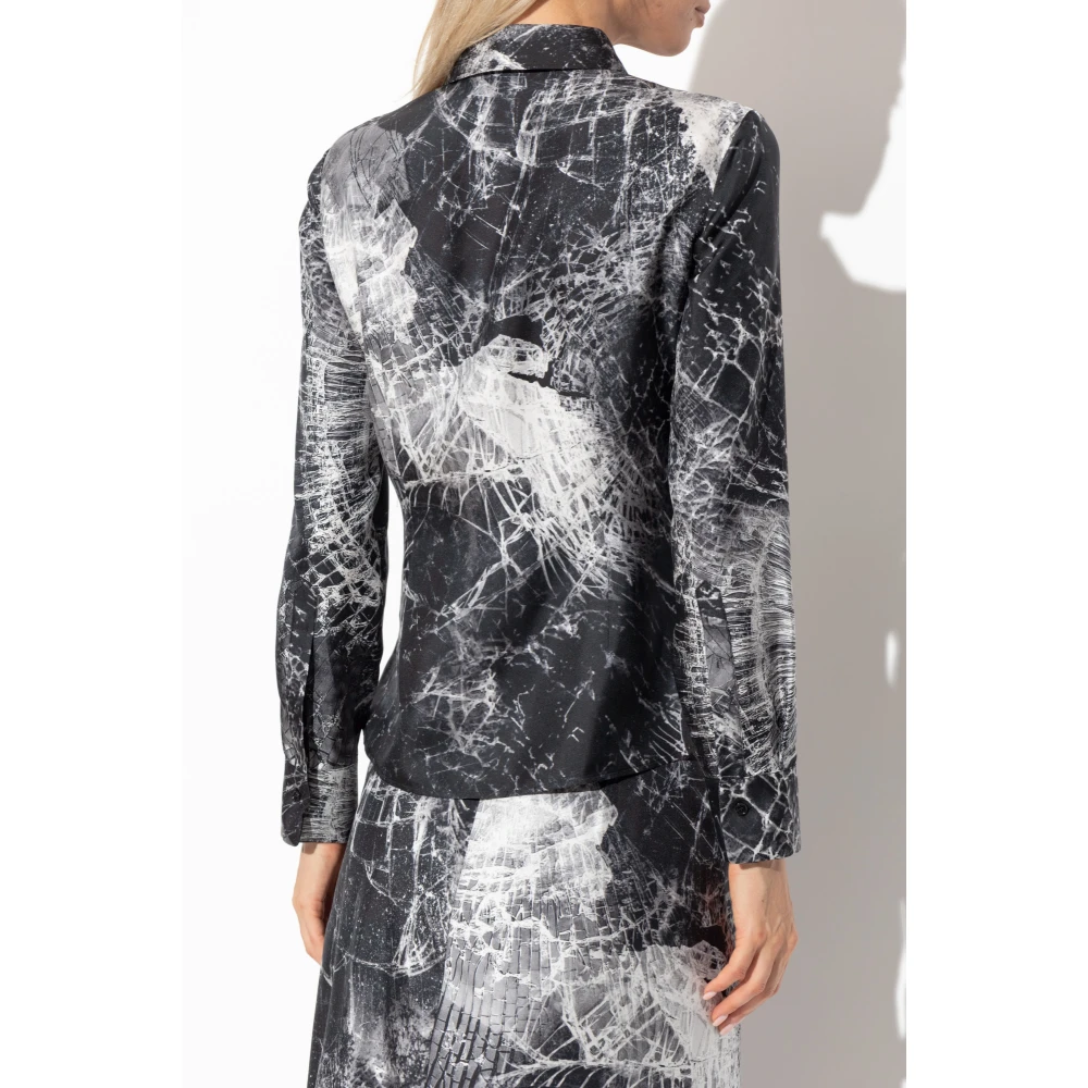alexander mcqueen Zijden shirt met print Black Dames
