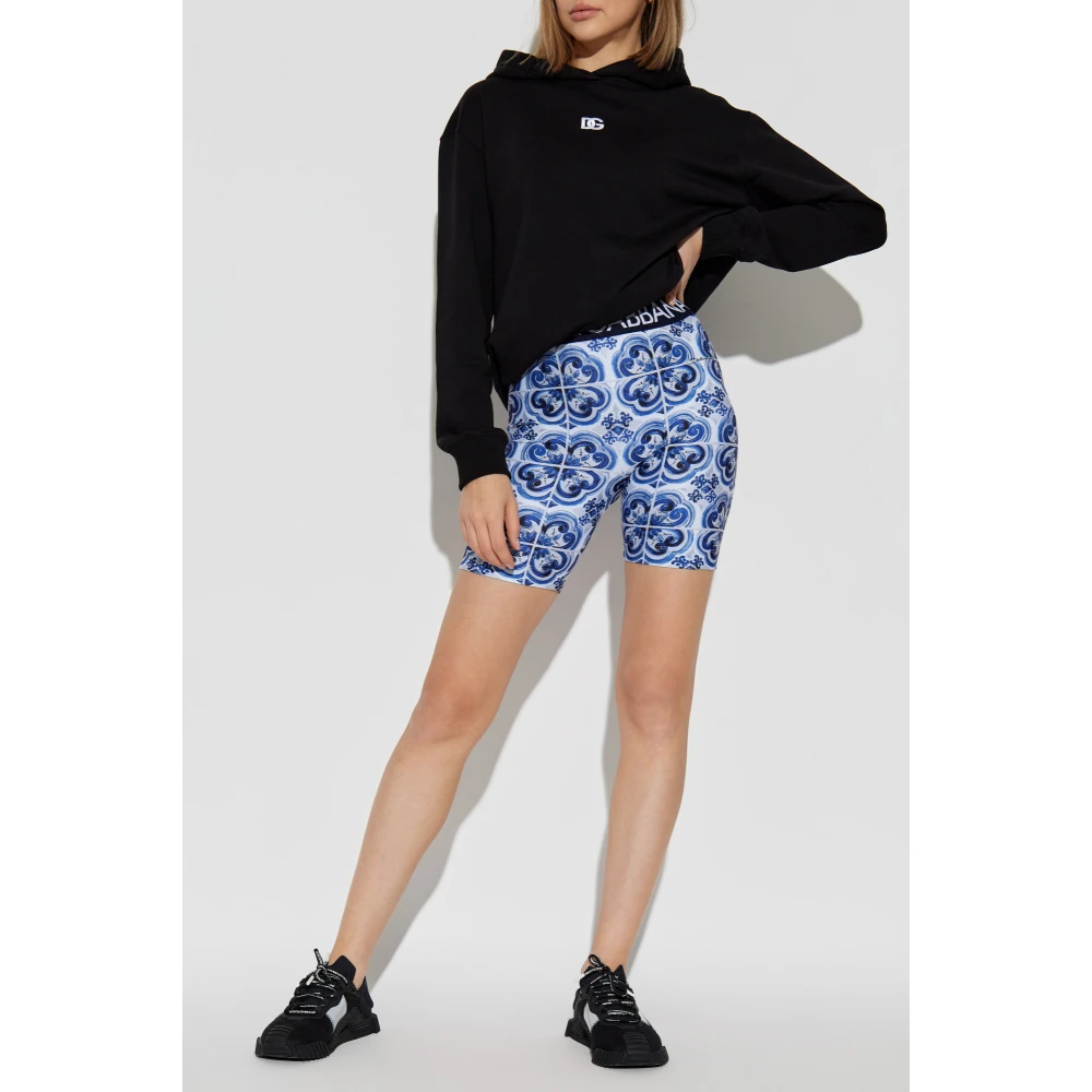 Dolce & Gabbana Korte legging met Majolica-print Blue Dames