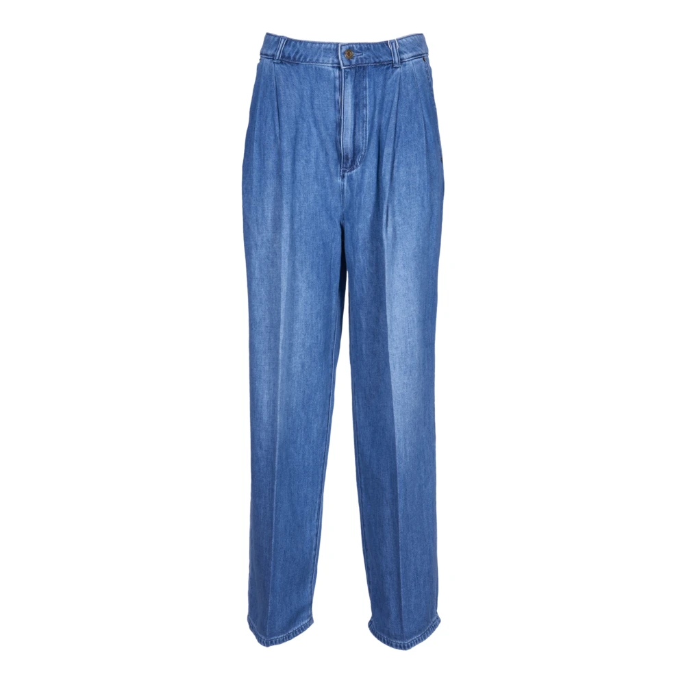 Michael Kors Blauwe Denim Jeans met Wijde Plooi Blue Dames