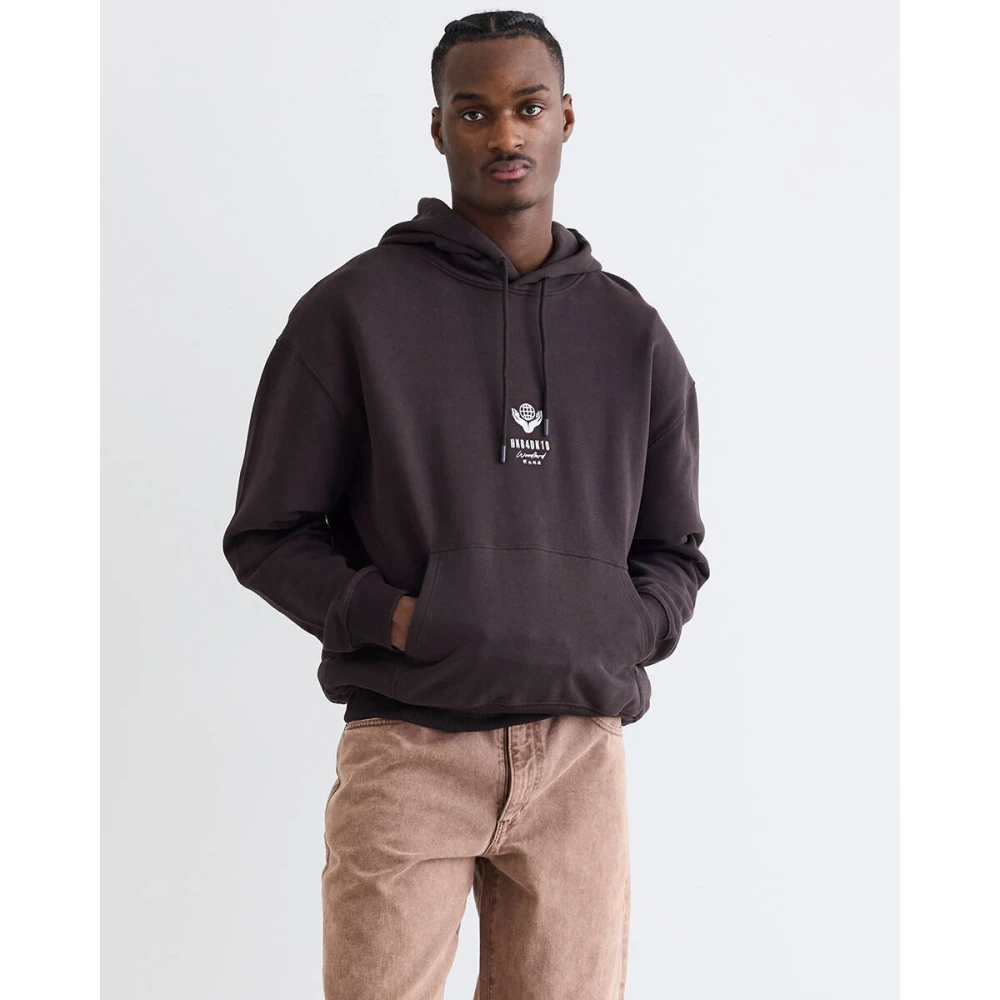 Woodbird Globe Hoodie Brown Heren