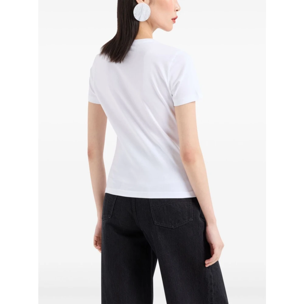 Emporio Armani Wit Katoenmix Jersey T-shirt White Dames