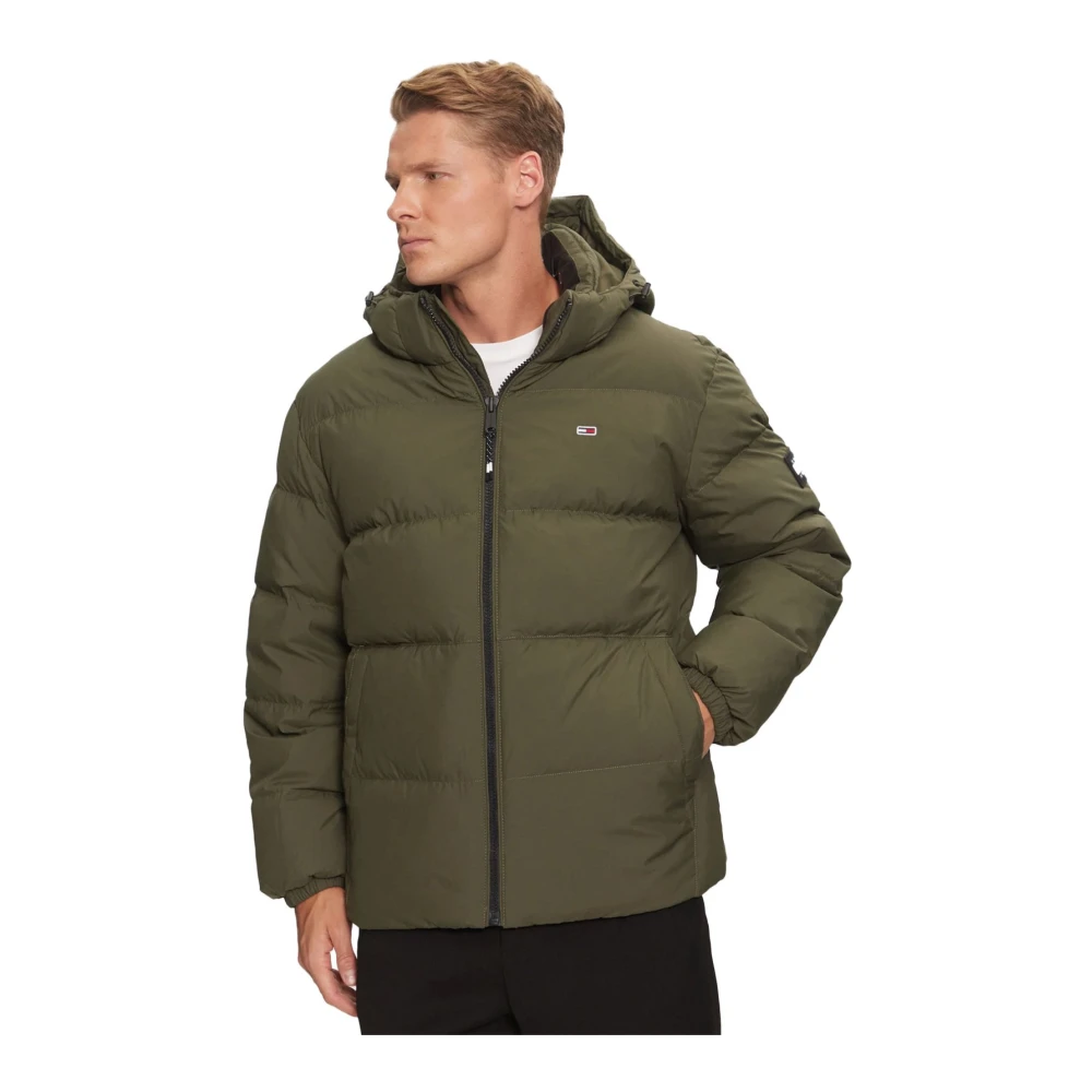 Tommy Jeans Groene gewatteerde jas met capuchon Green Heren