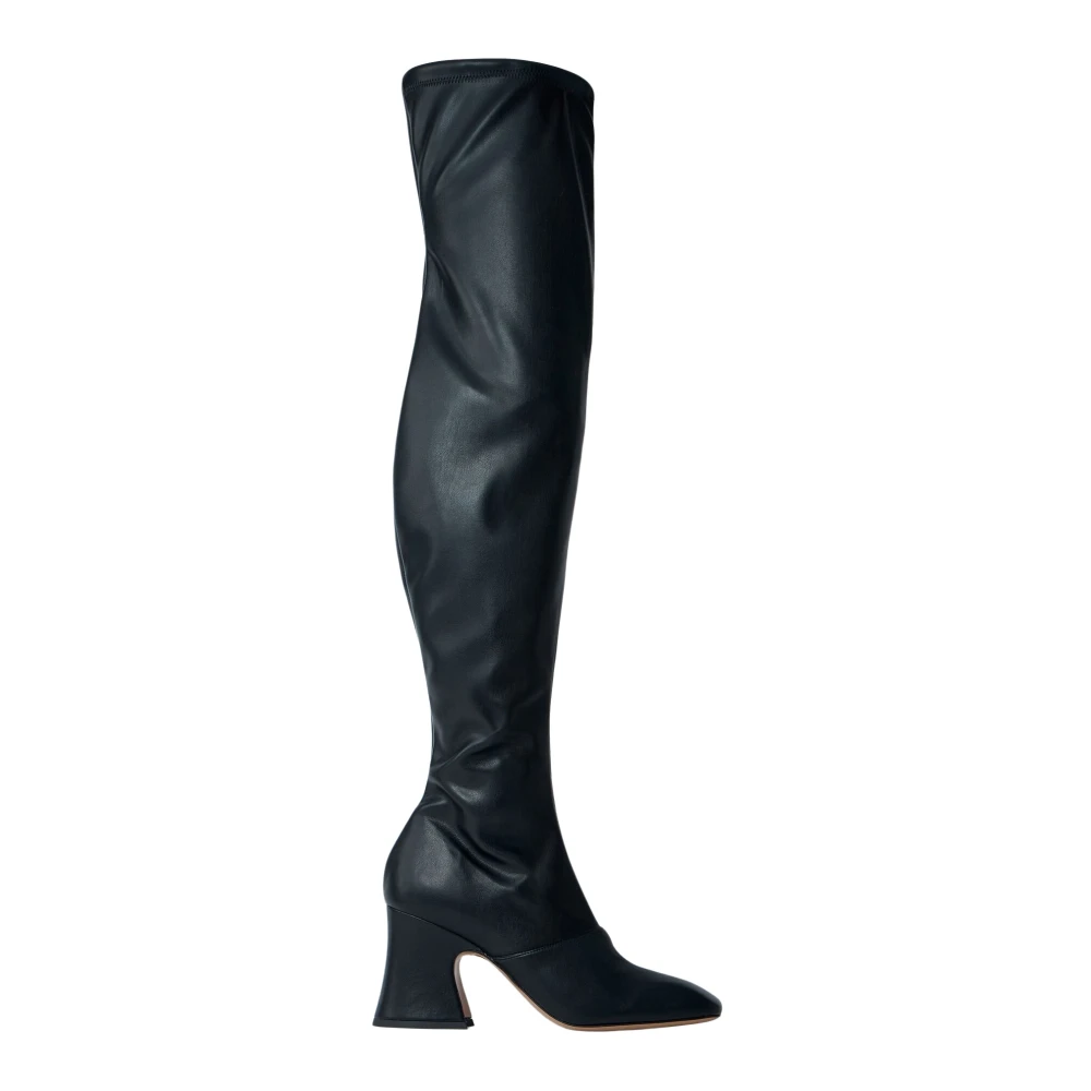 Chloé Women's Black Smooth Leather Block Heel Boots - Over-The-Knee Boots - 4 Uk - Shoes