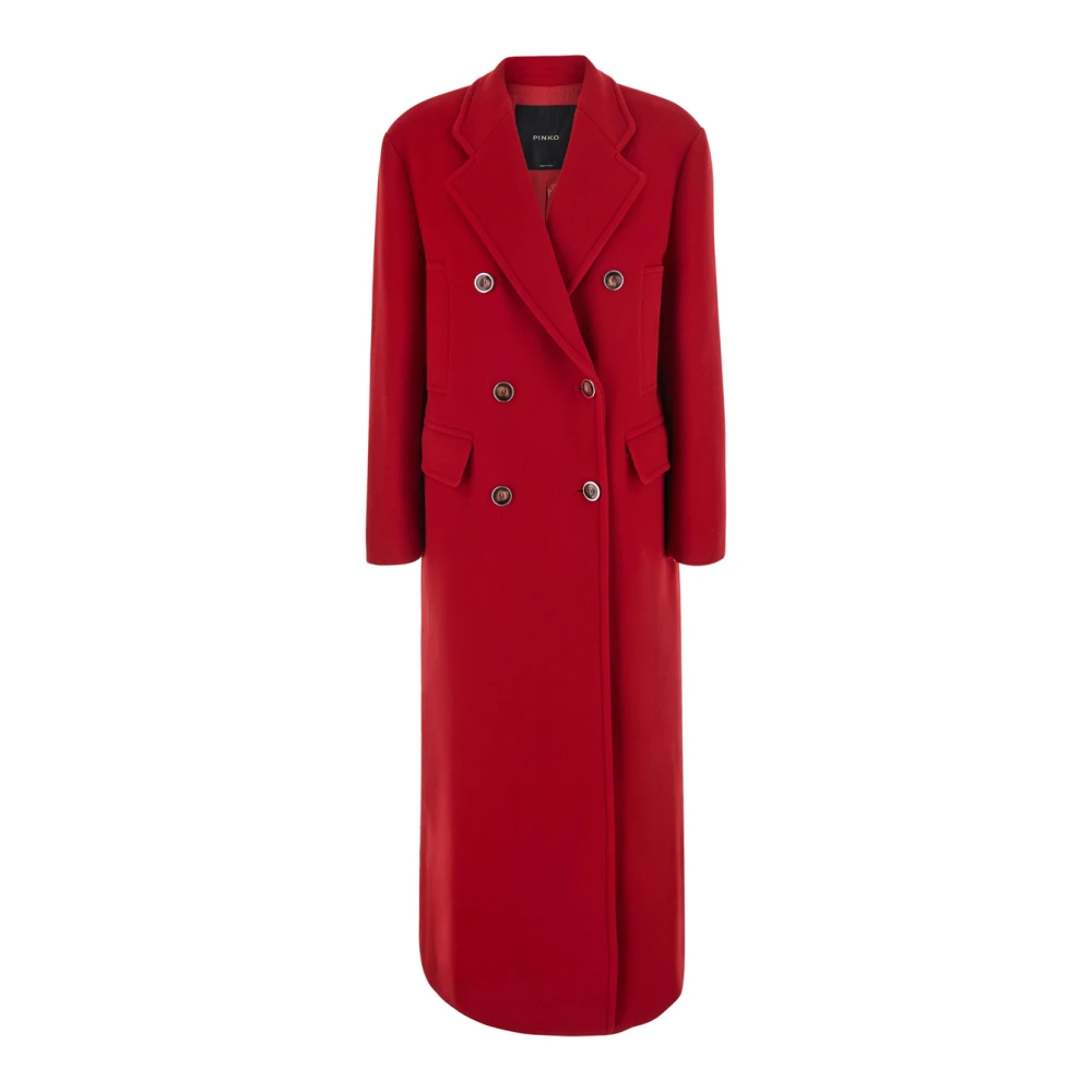 Pinko Vrouw Rood Jassen Dames, S, Wol, Dubbelrijige Jas
