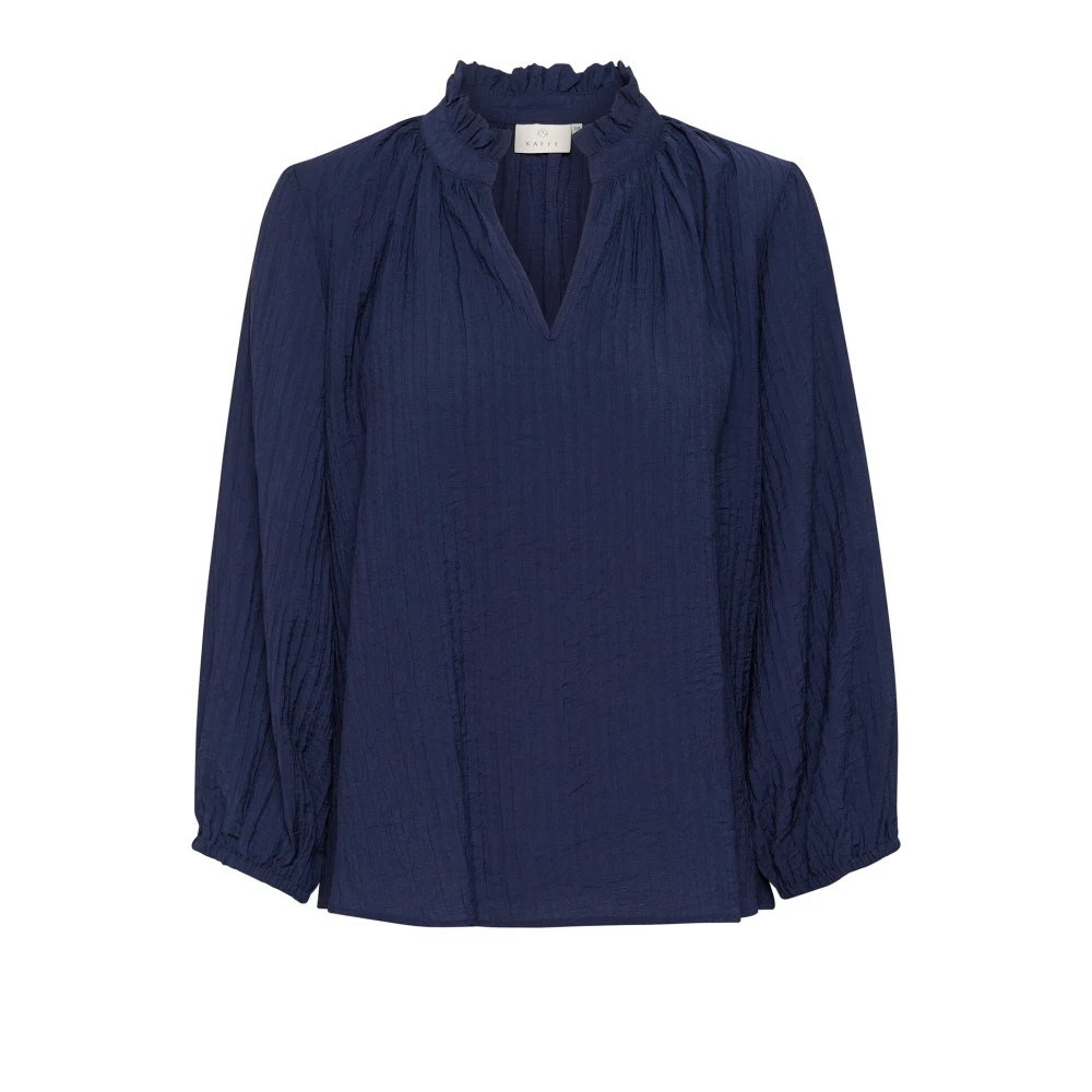 Kaffe Midnight Marine Blouse met Ruchedetail Blue Dames