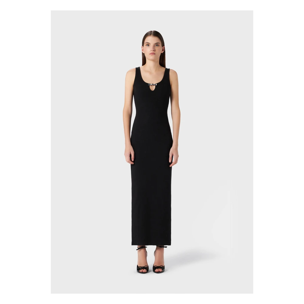 Blumarine Zwarte Rib Jurk Black Dames