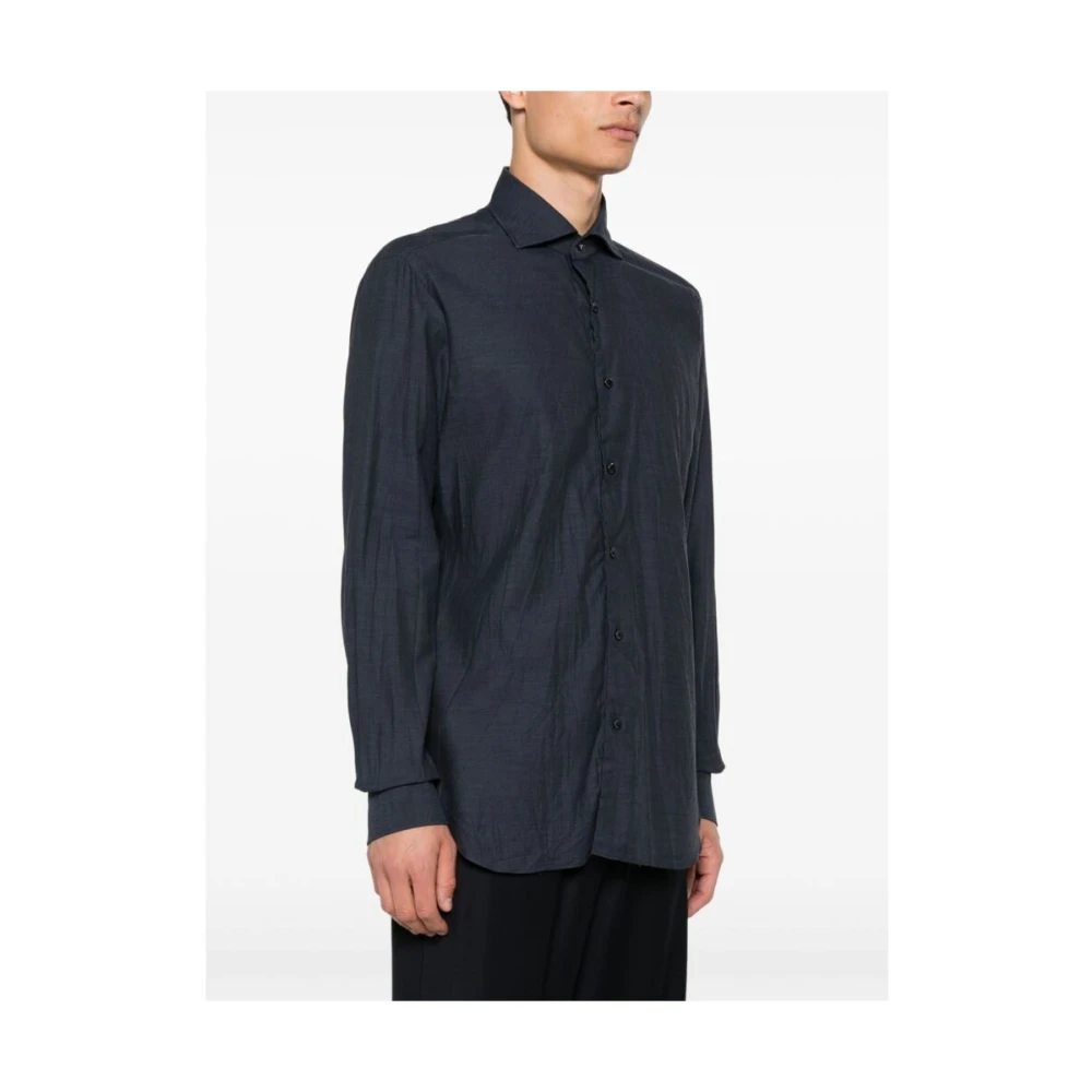 Barba Navy Blauw Katoenen Overhemd Blue Heren