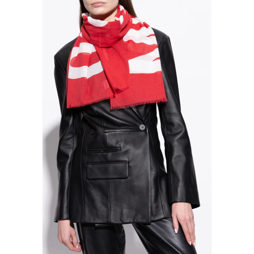 Moschino Sjaal met logo Red Unisex