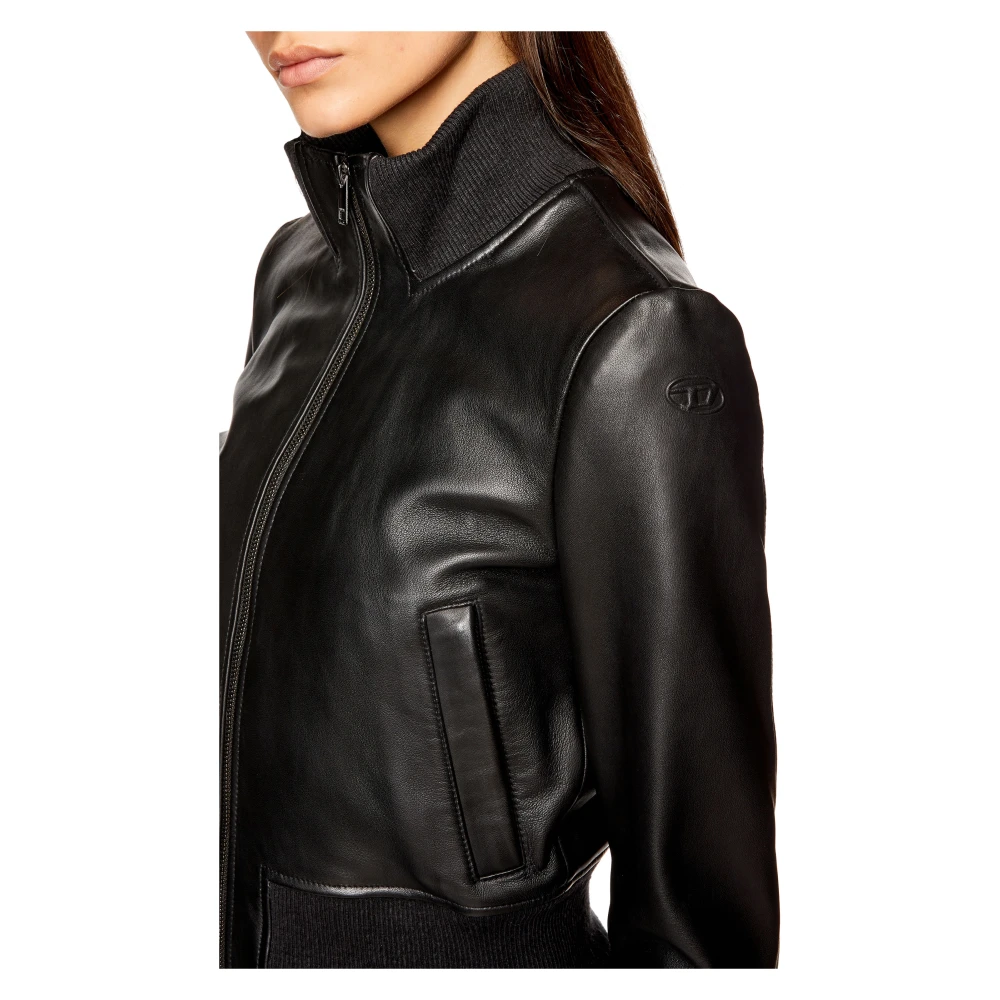 Diesel Bomber jacket in waxed leather Black Dames