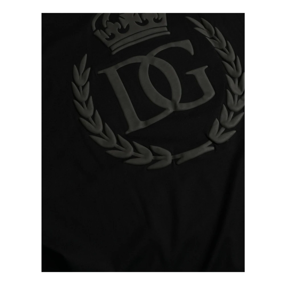 Dolce & Gabbana Zwarte reliëf logo ronde hals T-shirt Black Heren