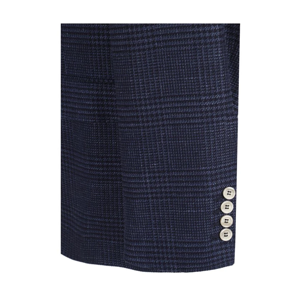 BRUNELLO CUCINELLI Glen Plaid Wollen Blazer Jas Blue Heren