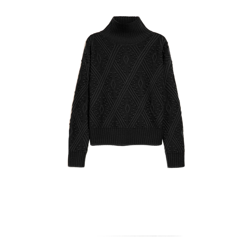 Max Mara Argyle Gebreide Trui Zwart Black Dames