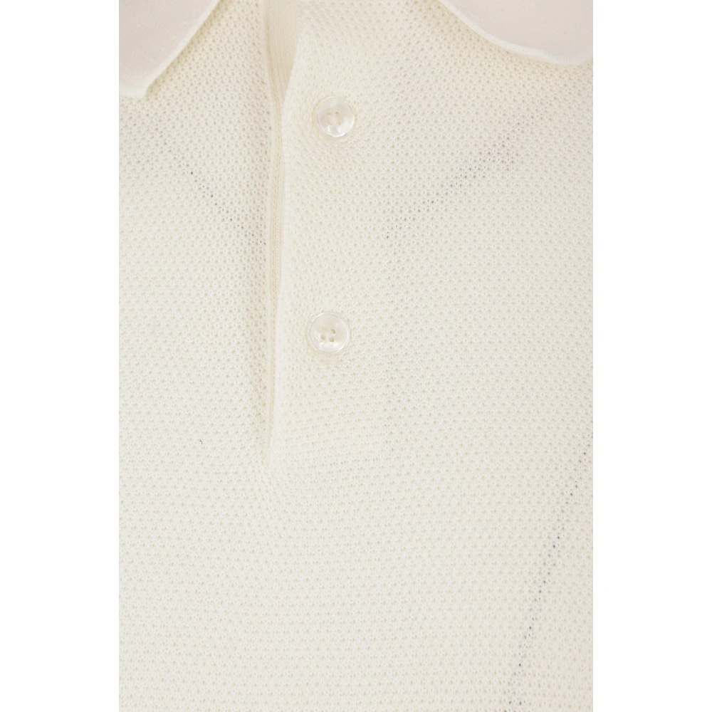Dolce & Gabbana Ivoor Katoenen Poloshirt met Metalen Logo Beige Heren
