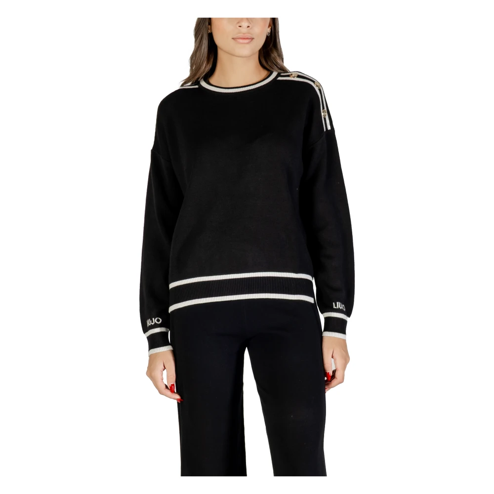 Liu Jo Svart Chiusa Tröja Med Dragkedja Detalj