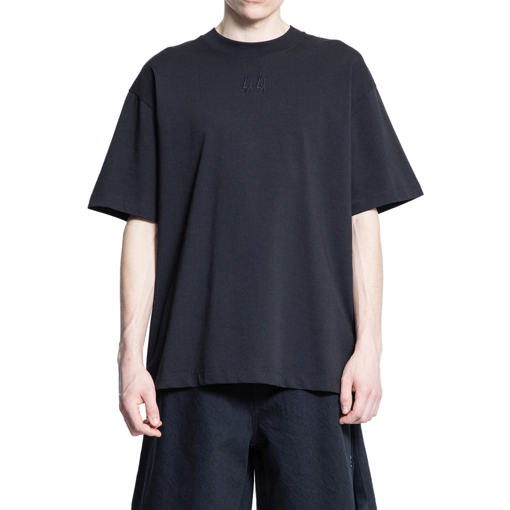 44 Label Group Men's Black Round Neck Tee With Embroidery - T-Shirts - Xl - Tops