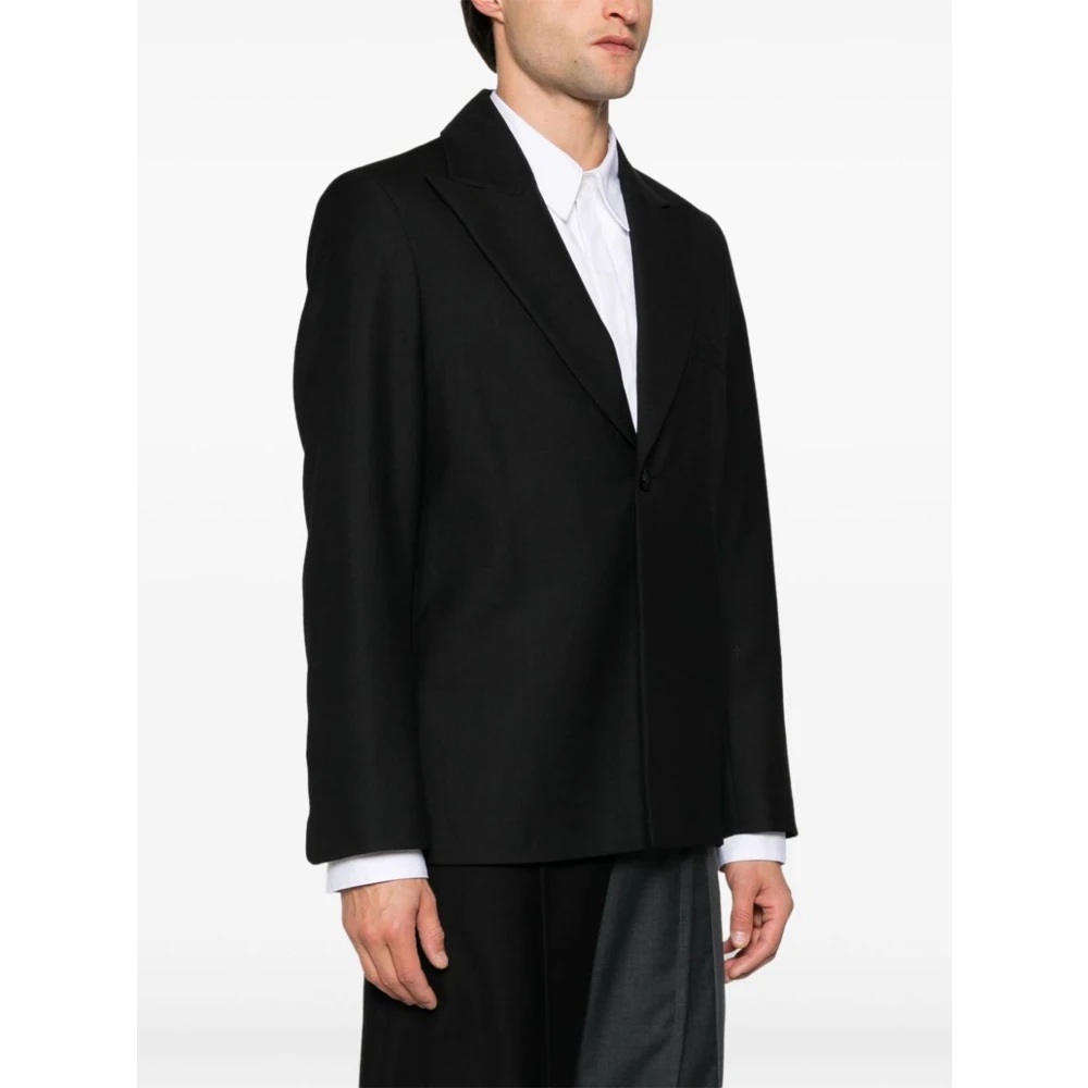 Séfr Zwarte Geweven Blazer Jas Black Heren