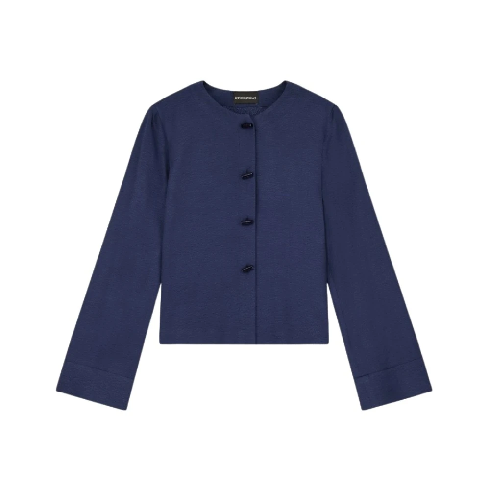 Emporio Armani Jacquard Knit Jacket Femme Vestes Bleu 40 Fr