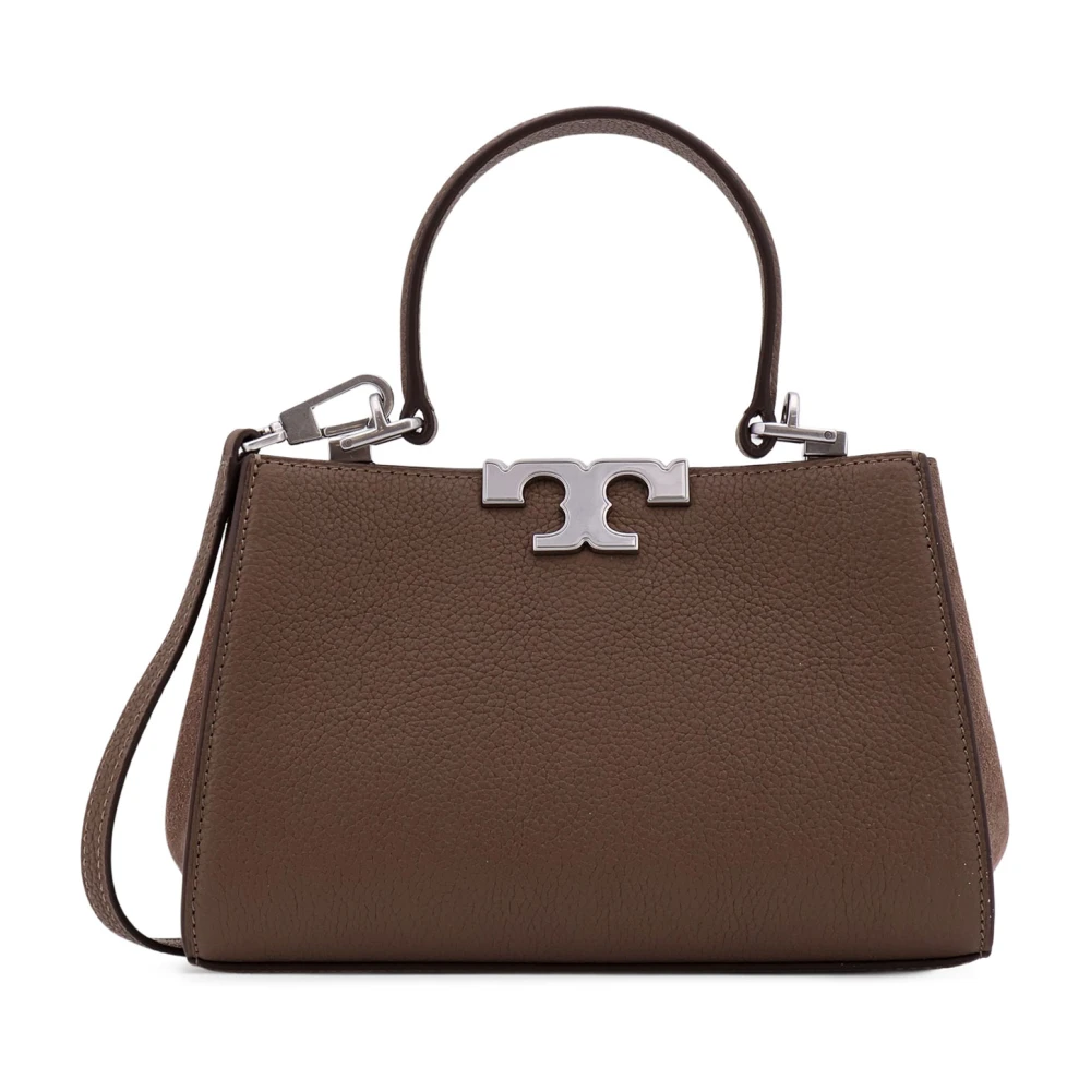 TORY BURCH Mini leren handtas met suède inzetstukken Brown Dames