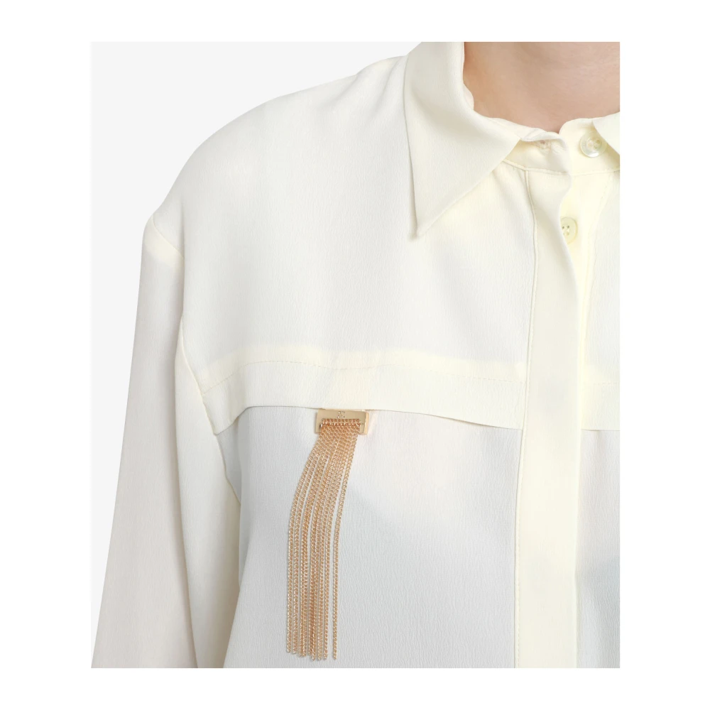 Simona Corsellini Zijden Blouse met Franje Accessoire White Dames