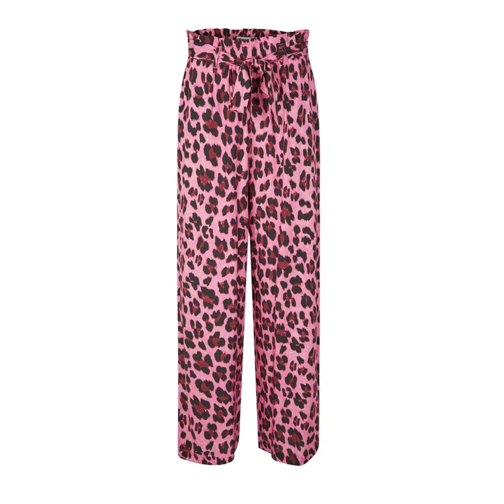 Lollys Laundry 70's geïnspireerde elastische taille broek Pink Dames