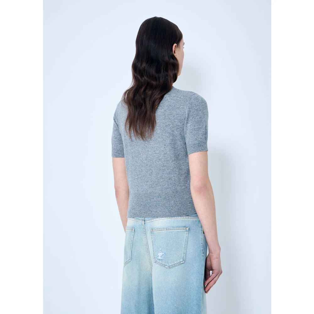 Maison Margiela Gebreide wollen trui met ronde hals Gray Dames