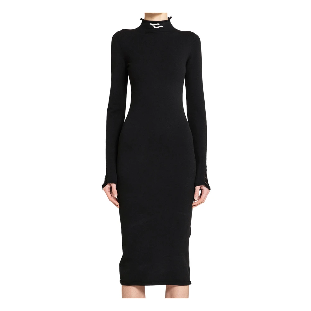 Ssheena Zwarte Gebreide Coltrui Jurk met Logo Black Dames
